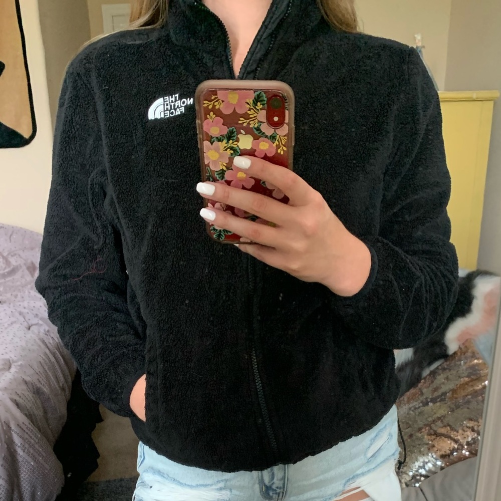North Face Black Fuzzy Zip Jacket